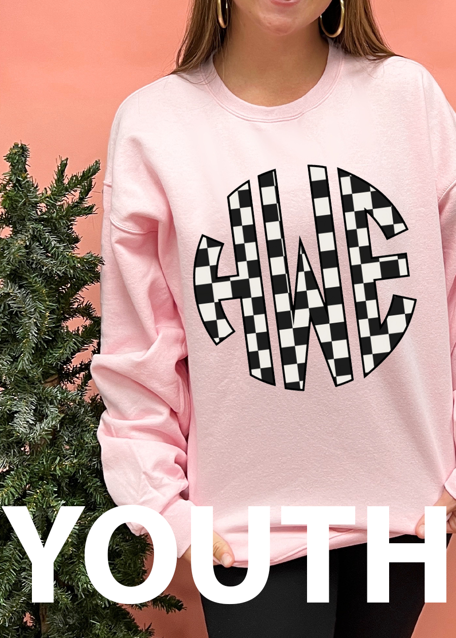 YOUTH Checkered Monogram Crewneck Sweatshirt