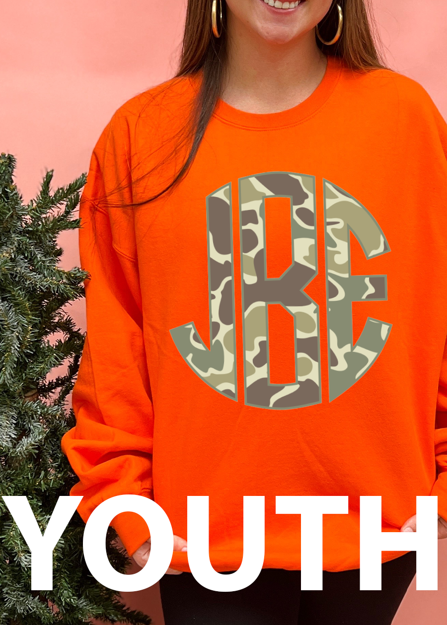 YOUTH Classic Deer Camo Monogram Crewneck Sweatshirt