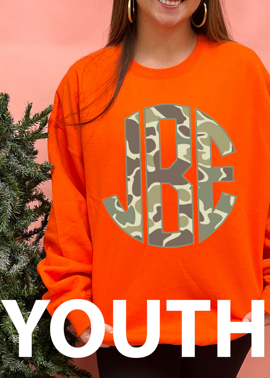 YOUTH Classic Deer Camo Monogram Crewneck Sweatshirt