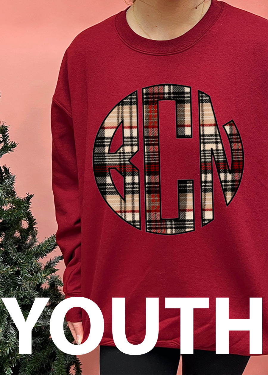 YOUTH Flannel Sweater Monogram Crewneck Sweatshirt