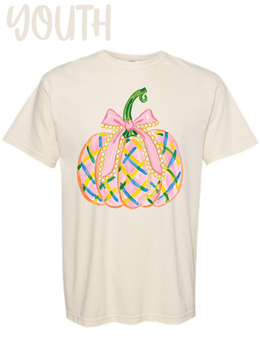 YOUTH Watercolor Preppy Pumpkin Comfort Colors Tee