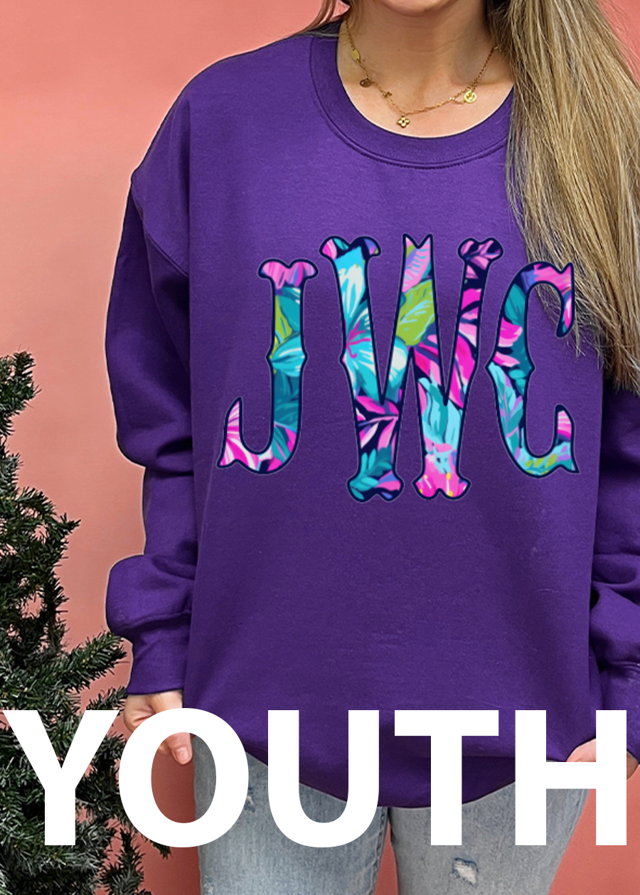 YOUTH Lilly Fishtail Monogram Crewneck Sweatshirt