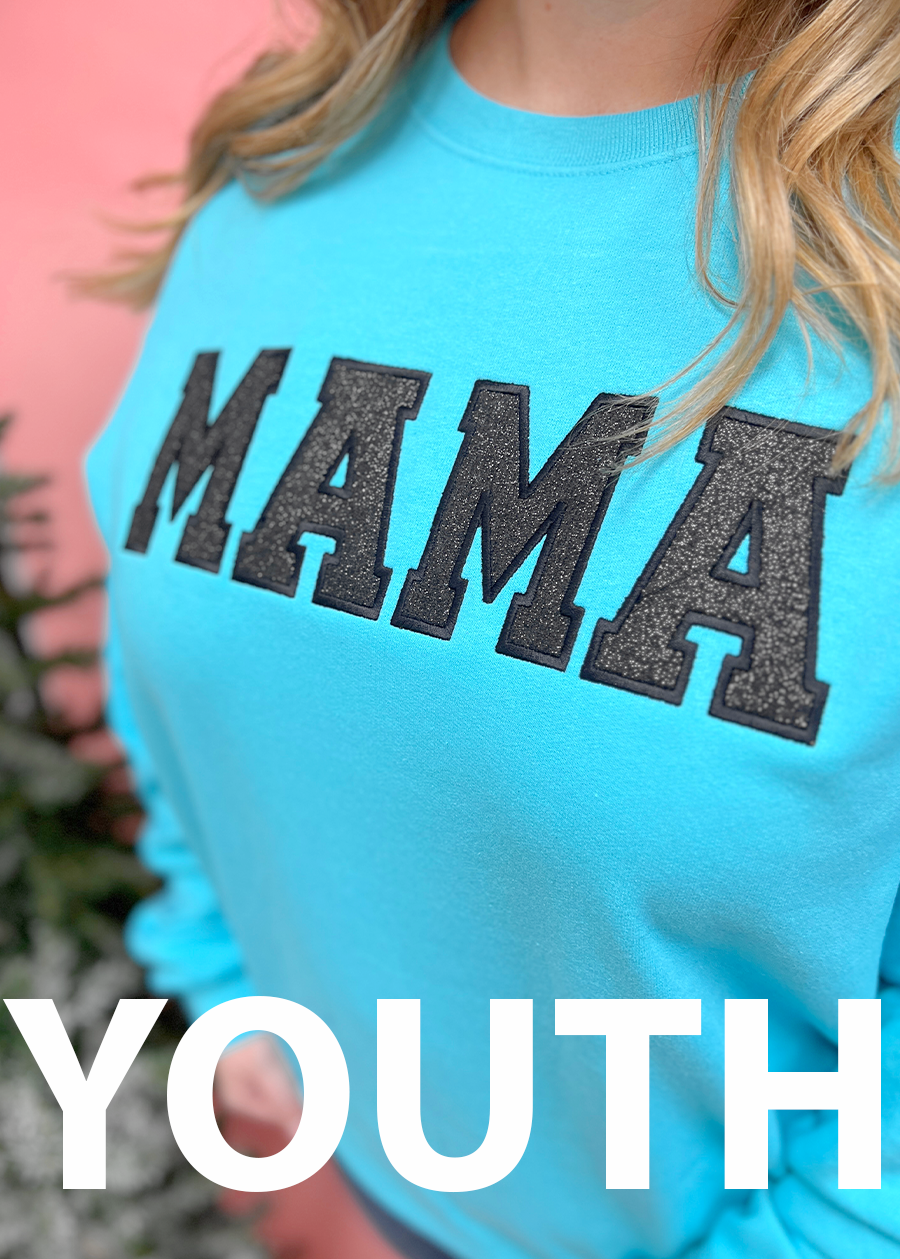 YOUTH Glitter WORD Appliqué Crewneck Sweatshirt