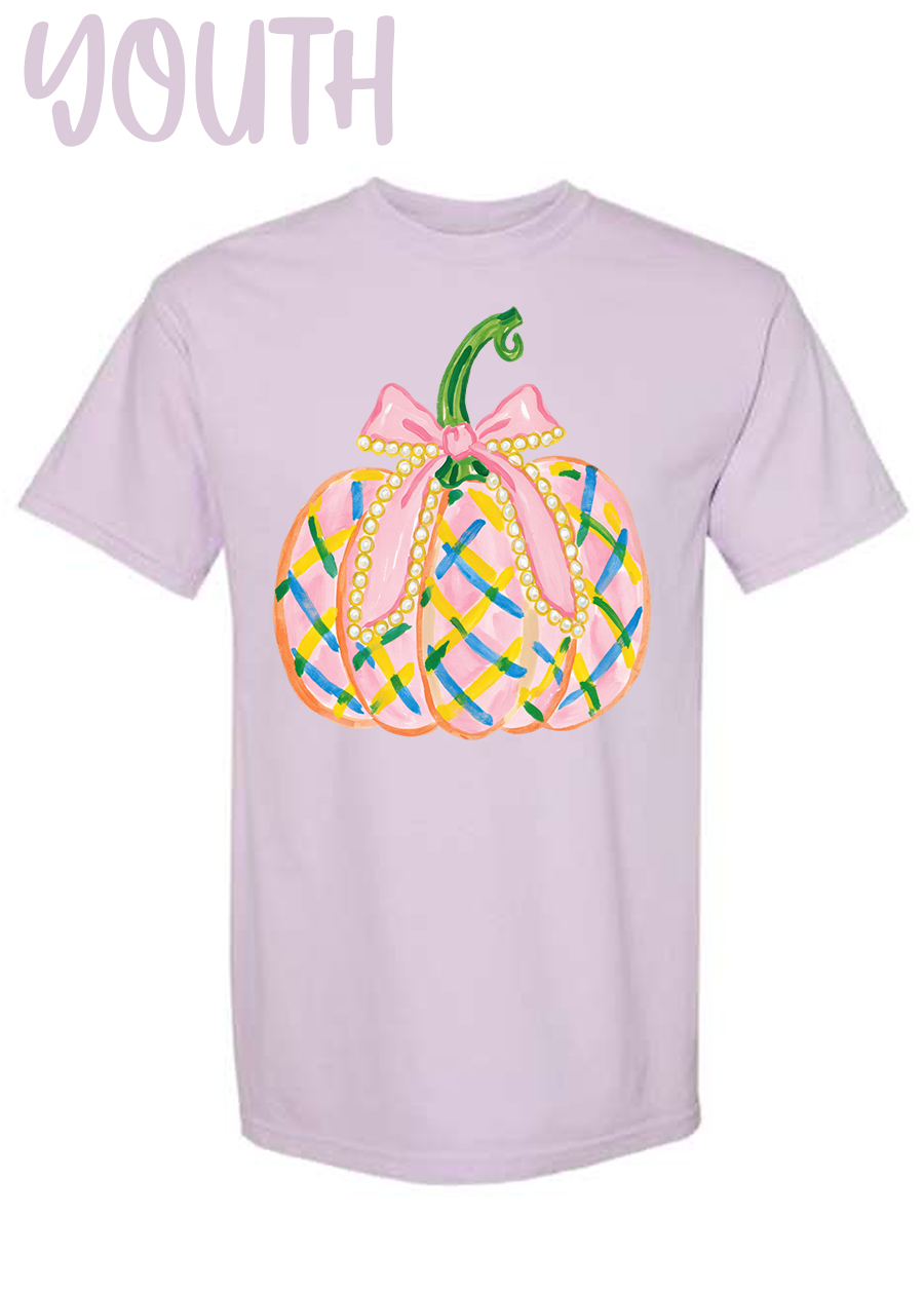 YOUTH Watercolor Preppy Pumpkin Comfort Colors Tee