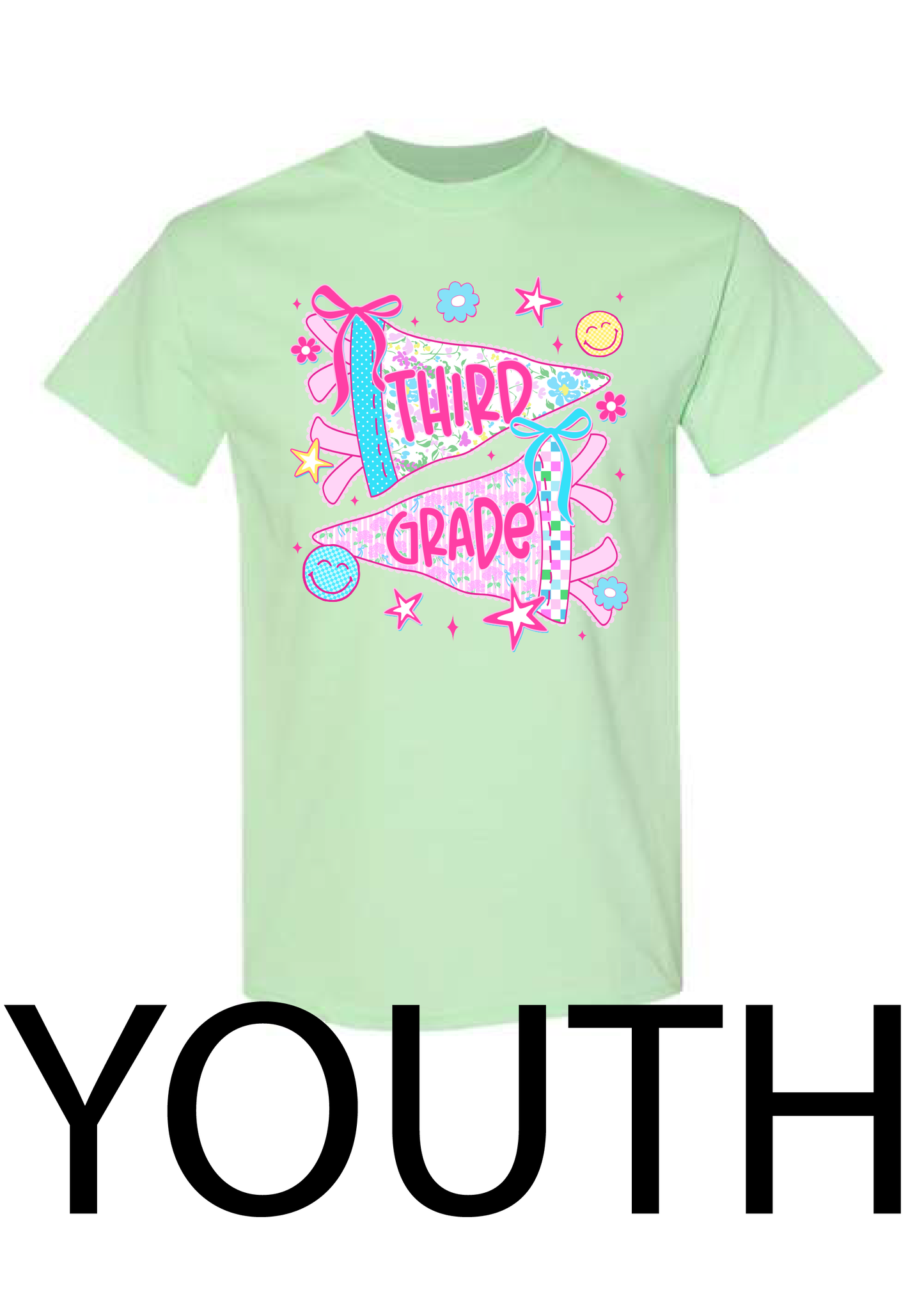 YOUTH Neon Preppy Pennant Grade Level Tee