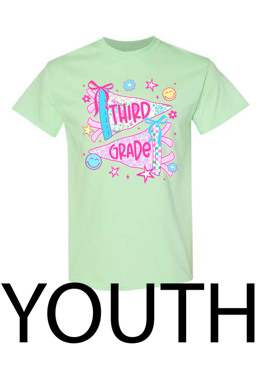 YOUTH Neon Preppy Pennant Grade Level Tee