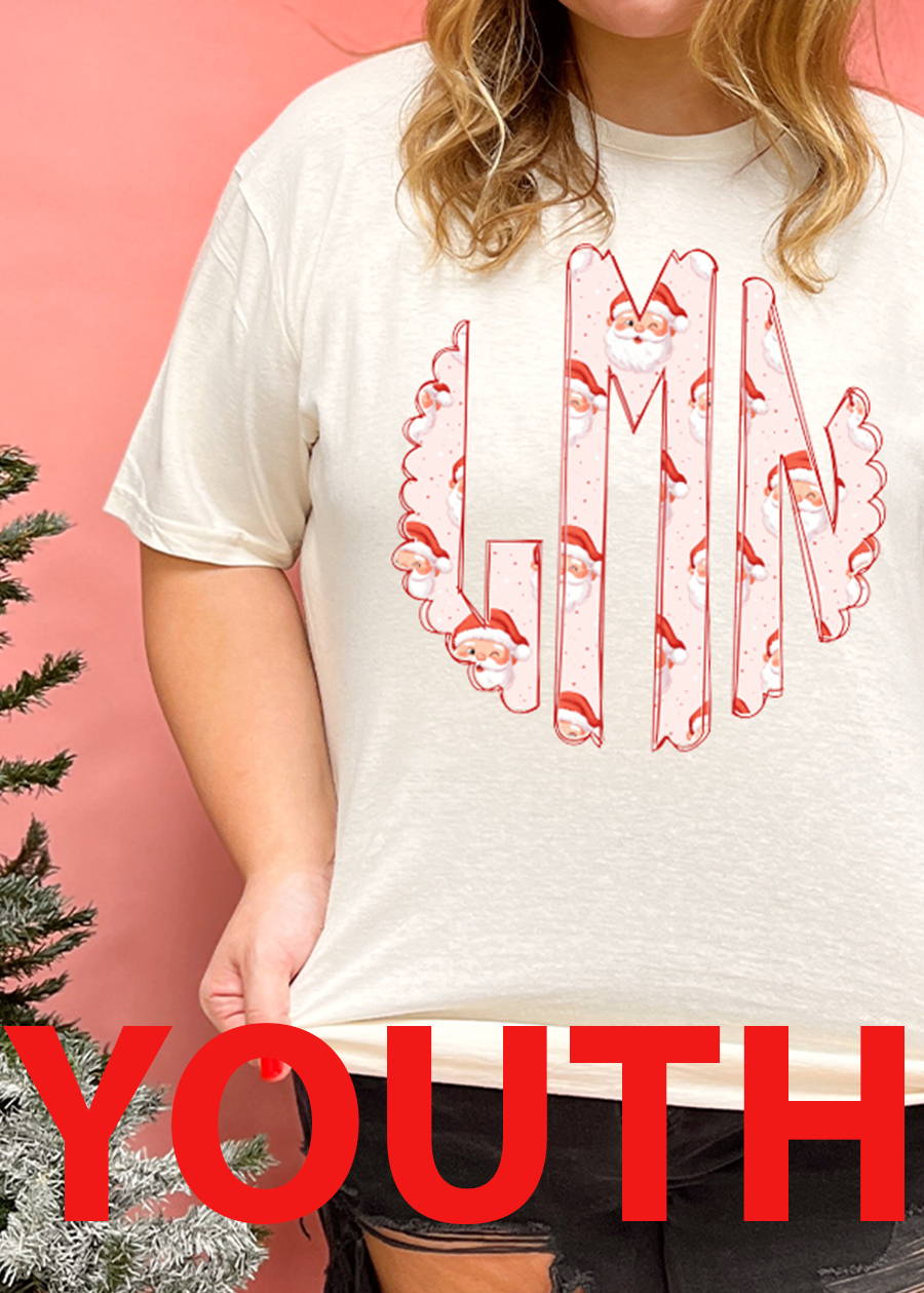 YOUTH Pink Santa Monogram Tee