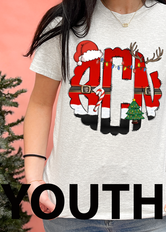 YOUTH Santa Antler Monogram Tee