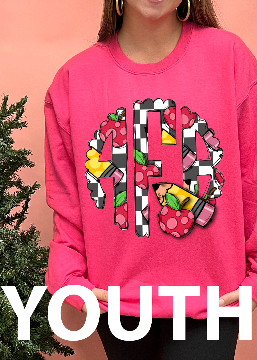 YOUTH School Checkered Monogram Crewneck Sweatshirt