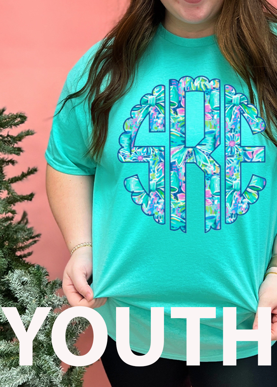 YOUTH Teal Lilly Monogram Tee