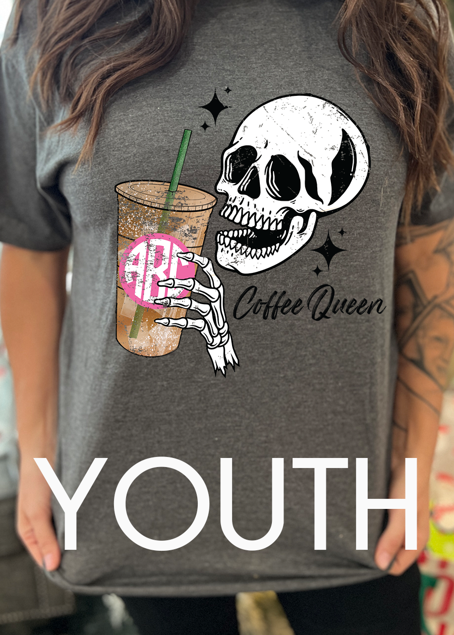 Youth Coffee Queen  Monogram Tee
