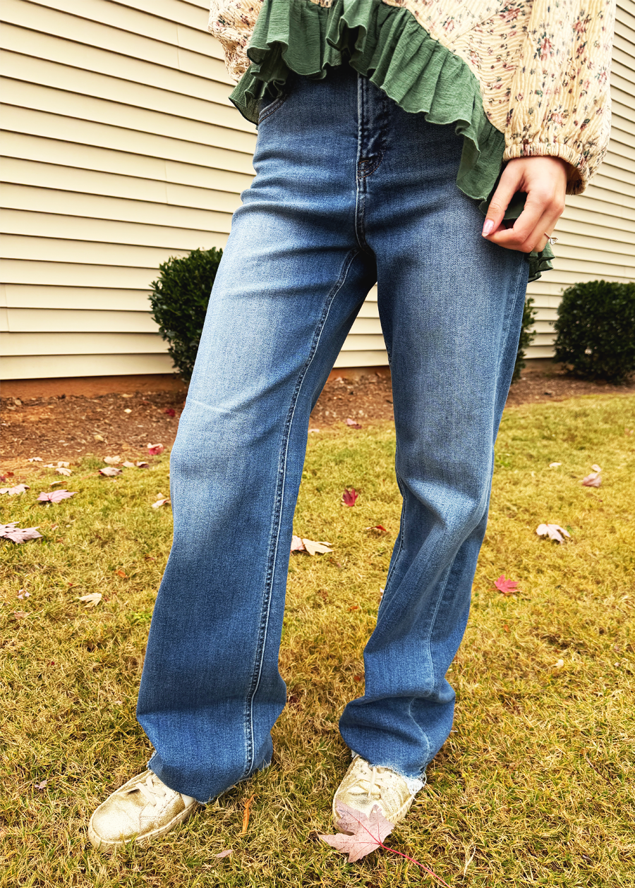 Annalynn High Rise Raw Hem Jean