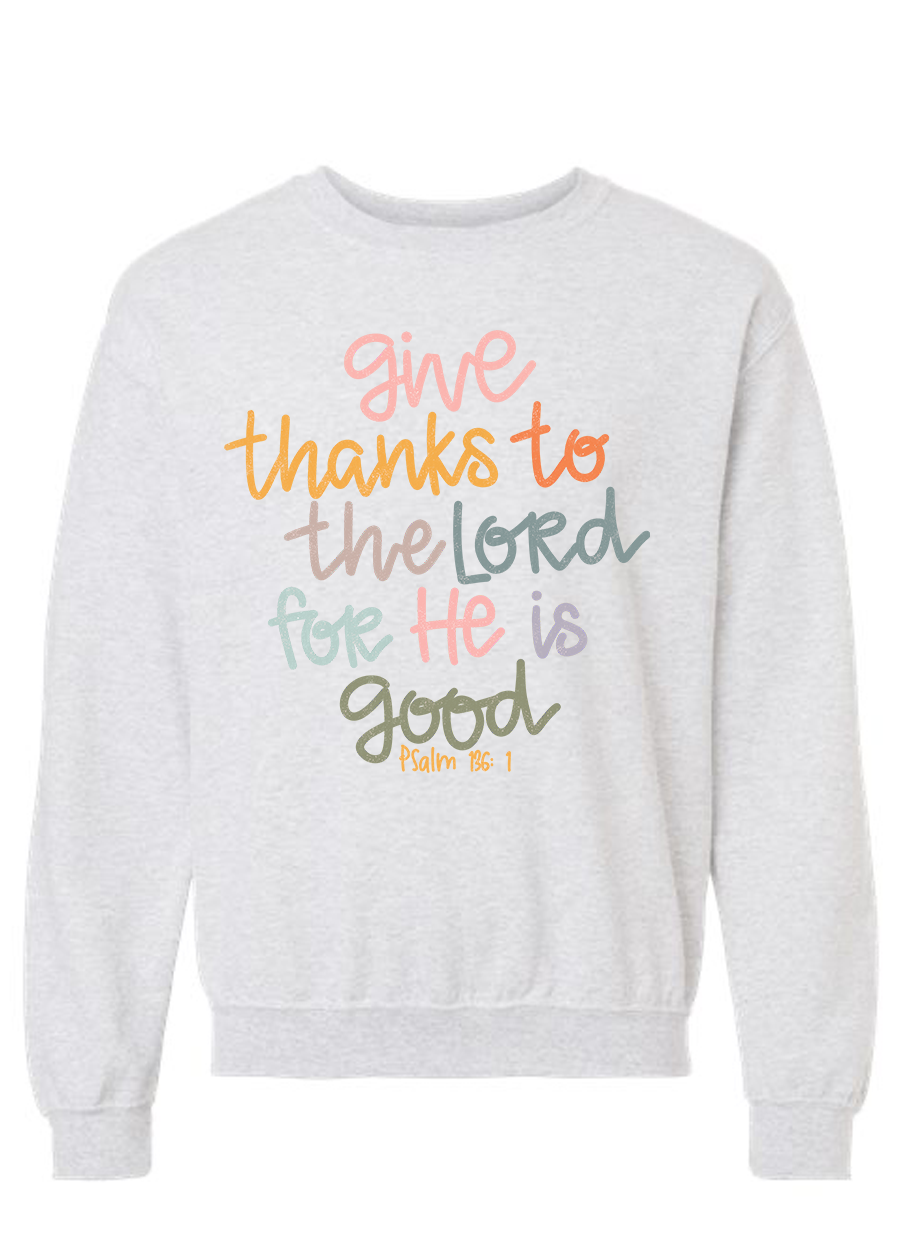 ADULT Psalm 136:1 Crewneck