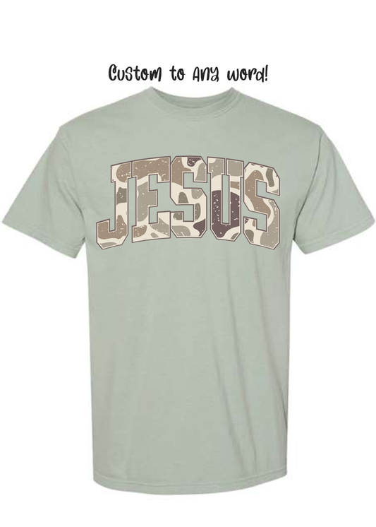 ADULT Custom Camo Word COMFORT COLORS Tee
