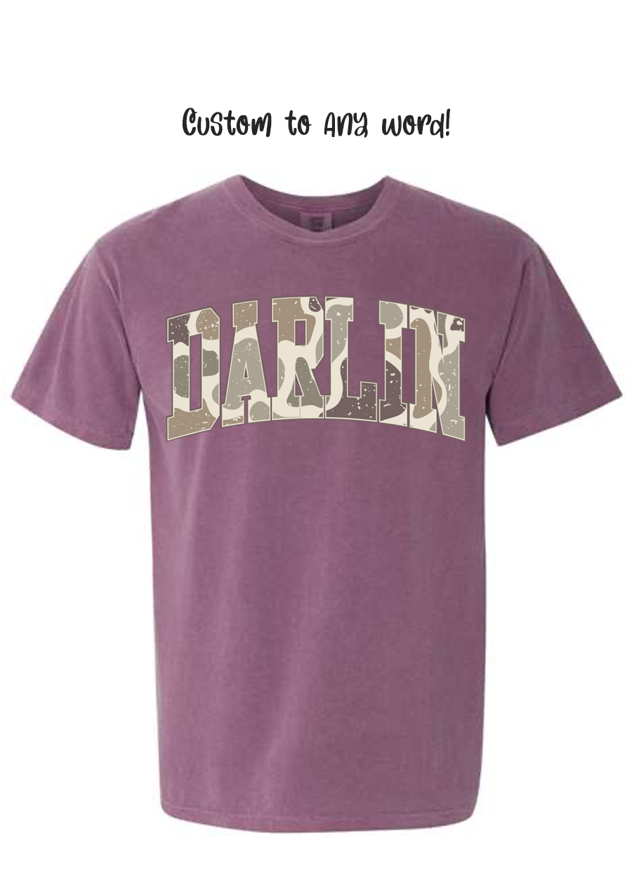 ADULT Custom Camo Word COMFORT COLORS Tee