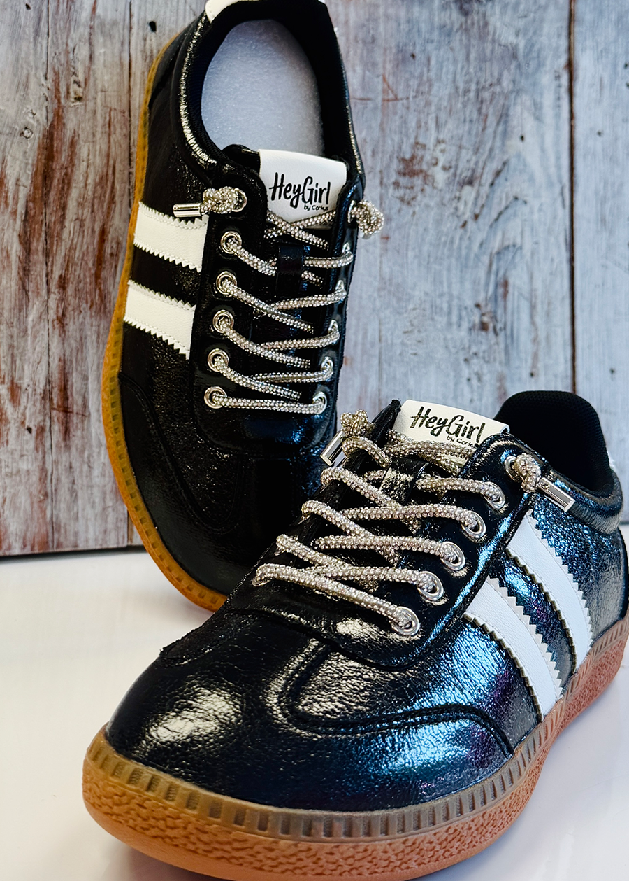 Corky Heads Up Sneaker-Black Metallic