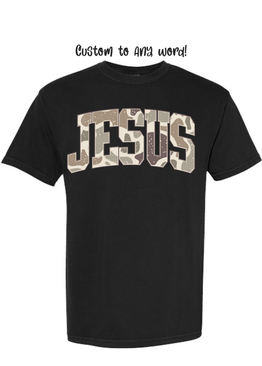 YOUTH Custom Camo Word COMFORT COLORS Tee