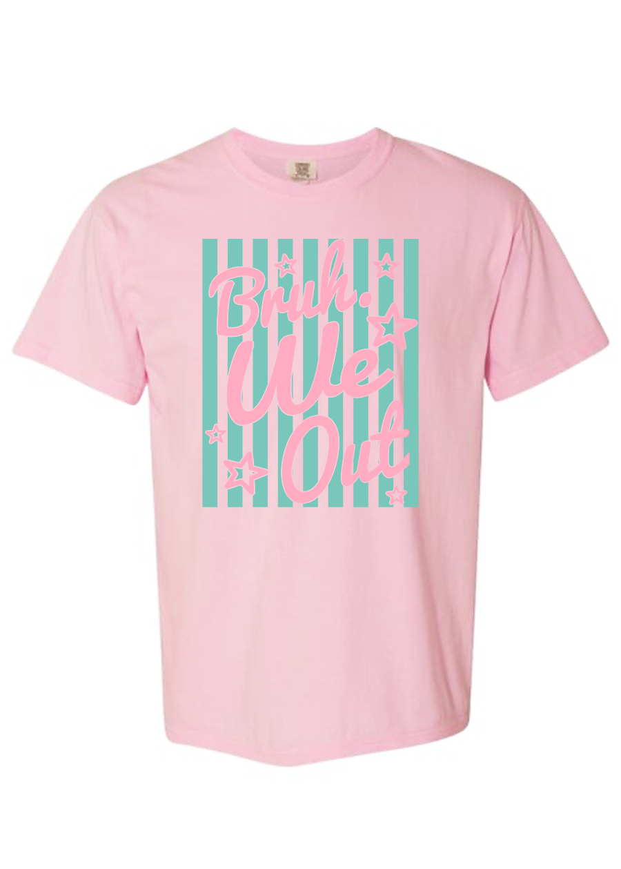 ADULT Striped Bruh We Out COMFORT COLORS Tee