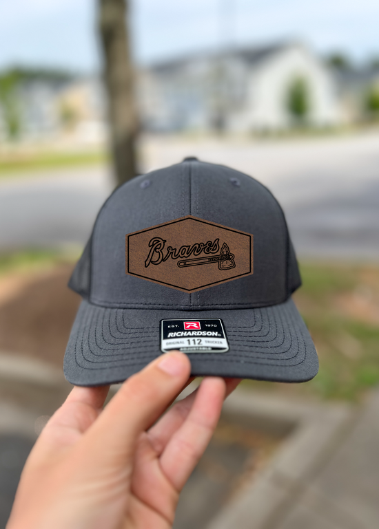 r112 Braves  Leather Patch Hat