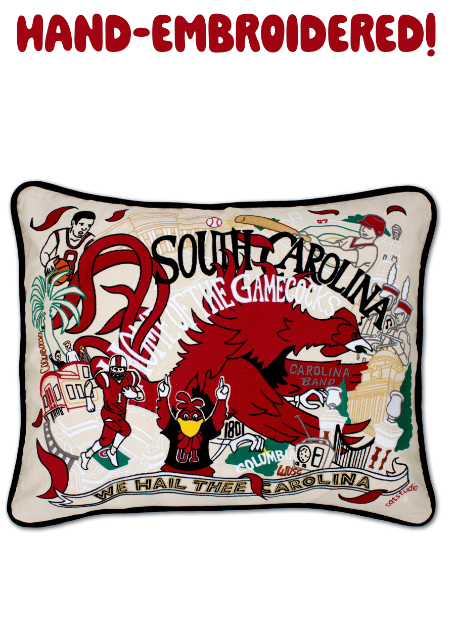 University of South Carolina Collegiate Hand-Embroidered Pillow
