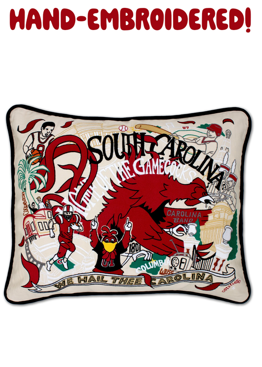 University of South Carolina Collegiate Hand-Embroidered Pillow