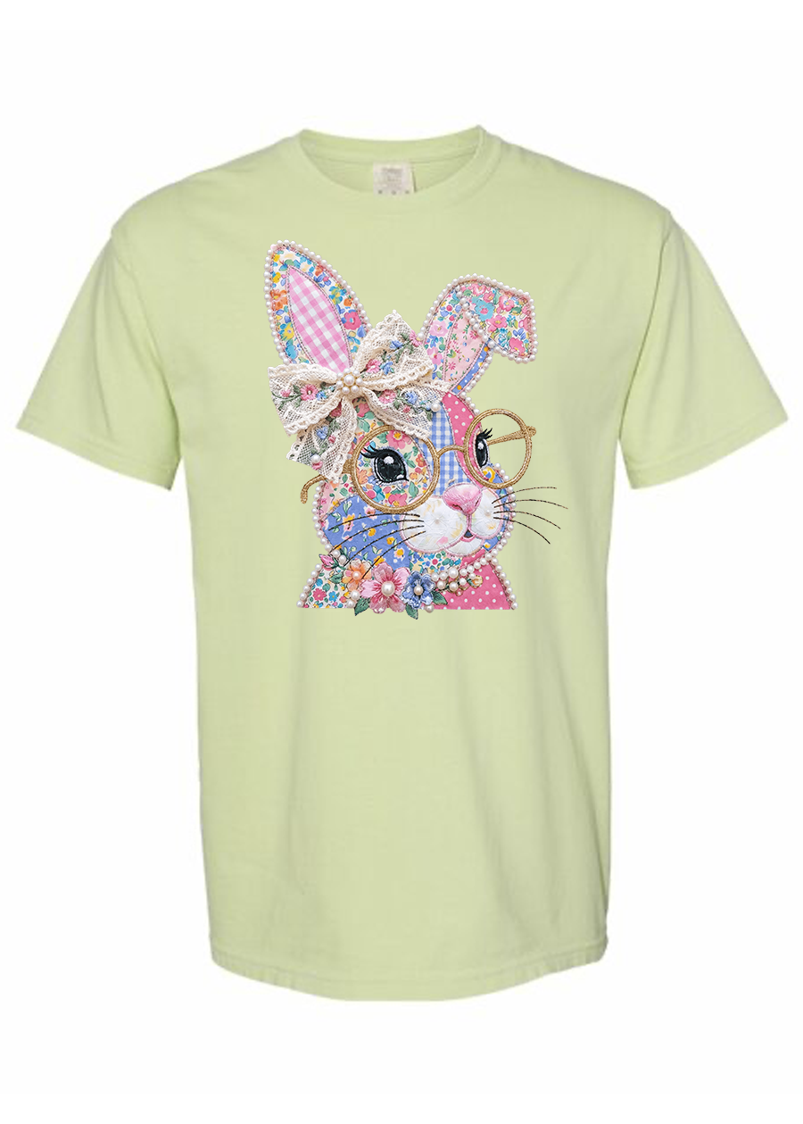 Preppy Patchwork Bunny COMFORT COLORS Tee