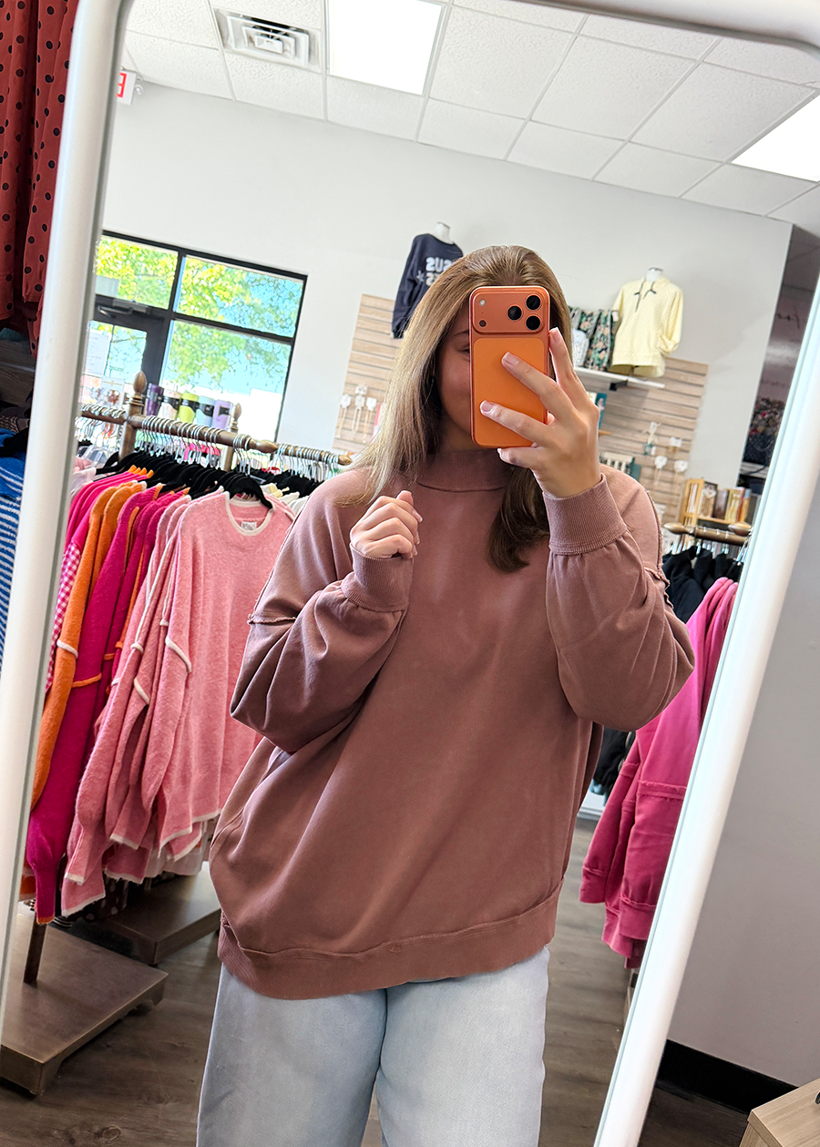 Heather Mock Neck Sweatshirt