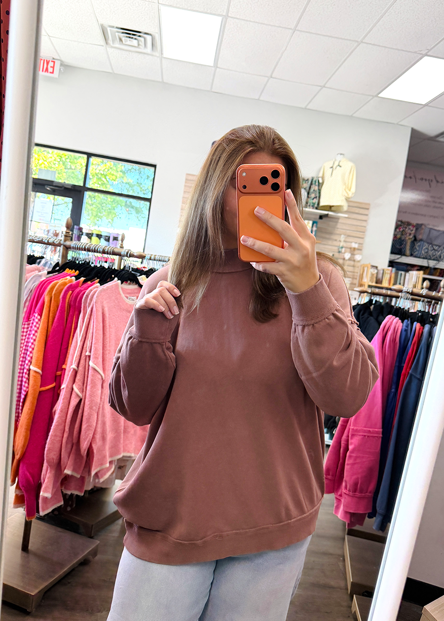 Heather Mock Neck Sweatshirt