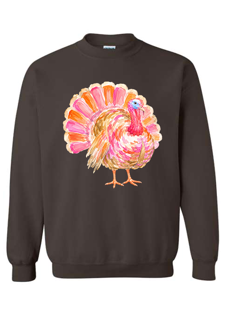 ADULT Preppy Watercolor Turkey Crewneck