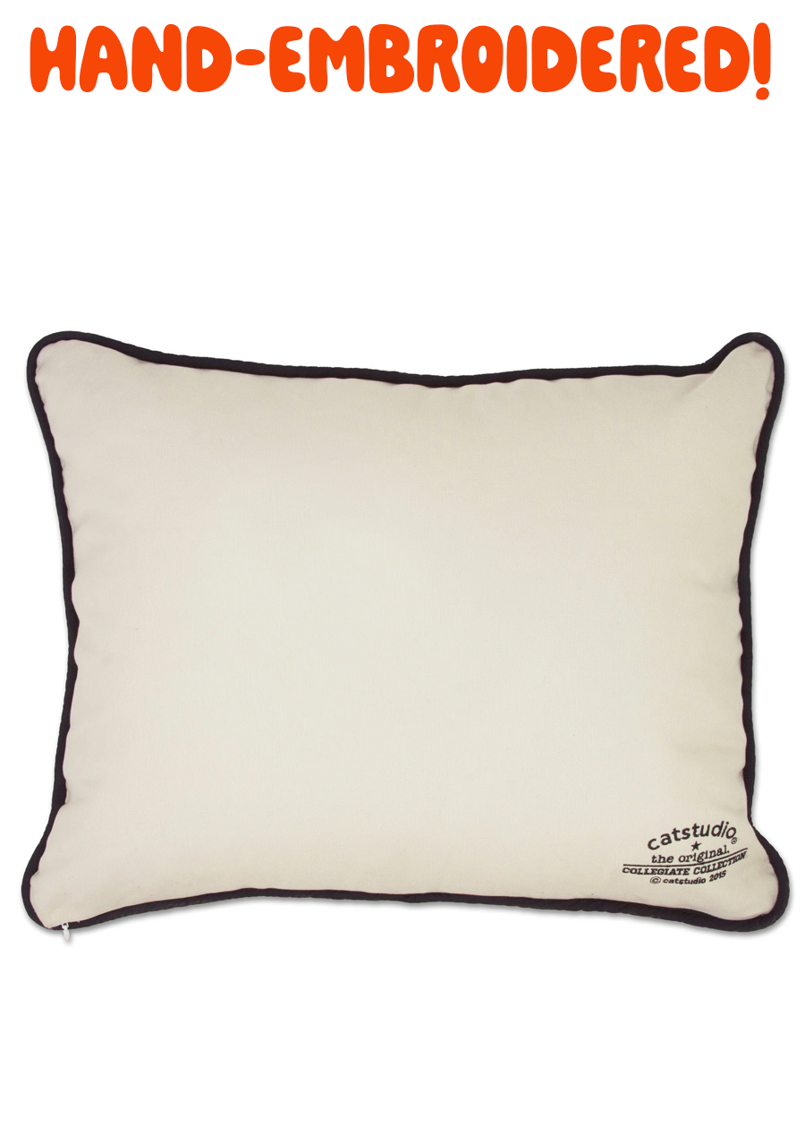 Clemson University Collegiate Hand-Embroidered Pillow