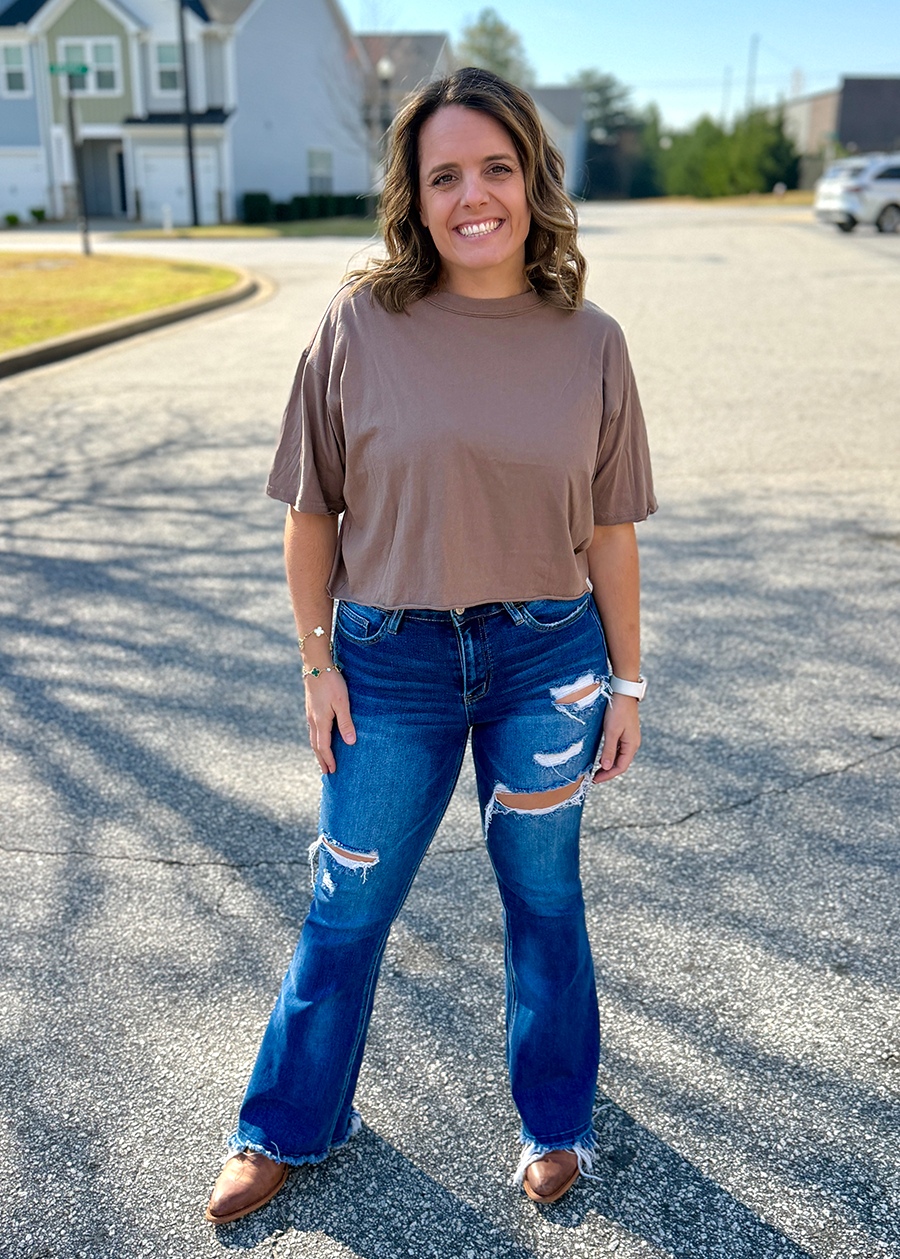 LG Boxy Crop SS Tee-Cocoa