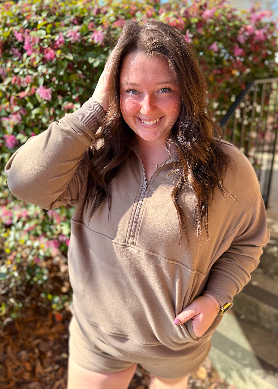 LG Velvet Fleece Quarter-Zip-Cocoa