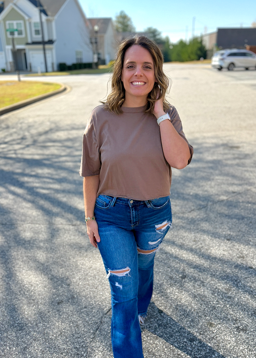 LG Boxy Crop SS Tee-Cocoa