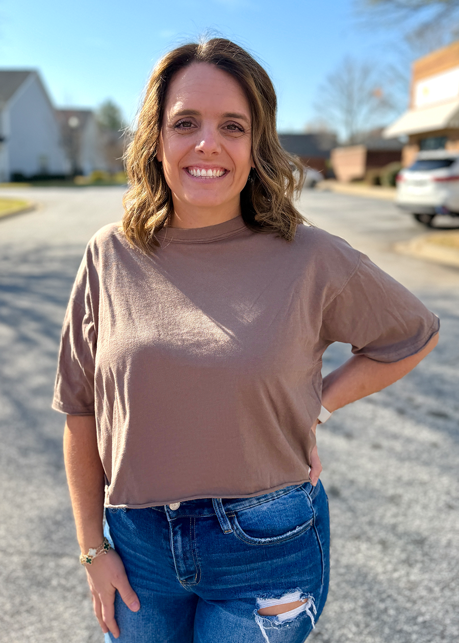 LG Boxy Crop SS Tee-Cocoa