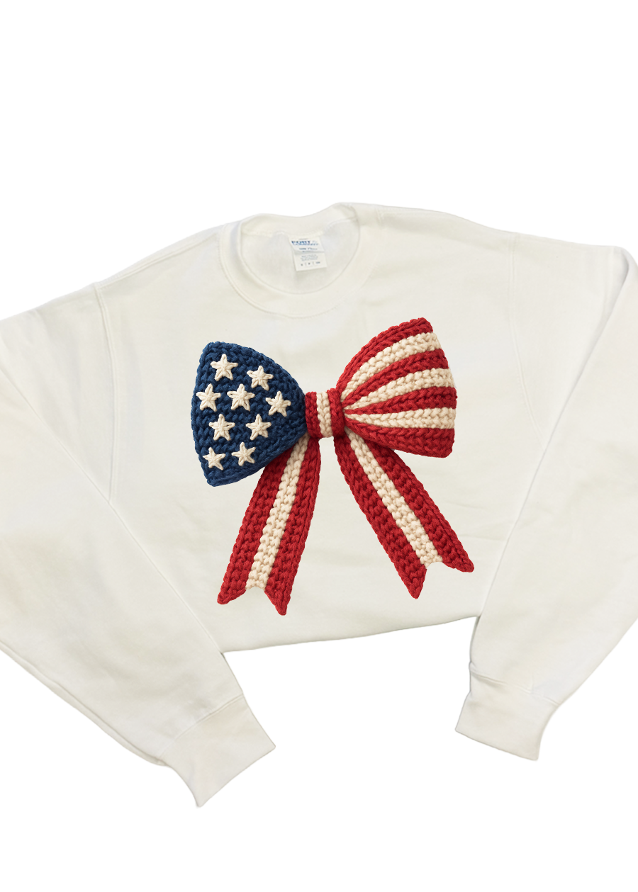 Crocheted American Bow Crewneck