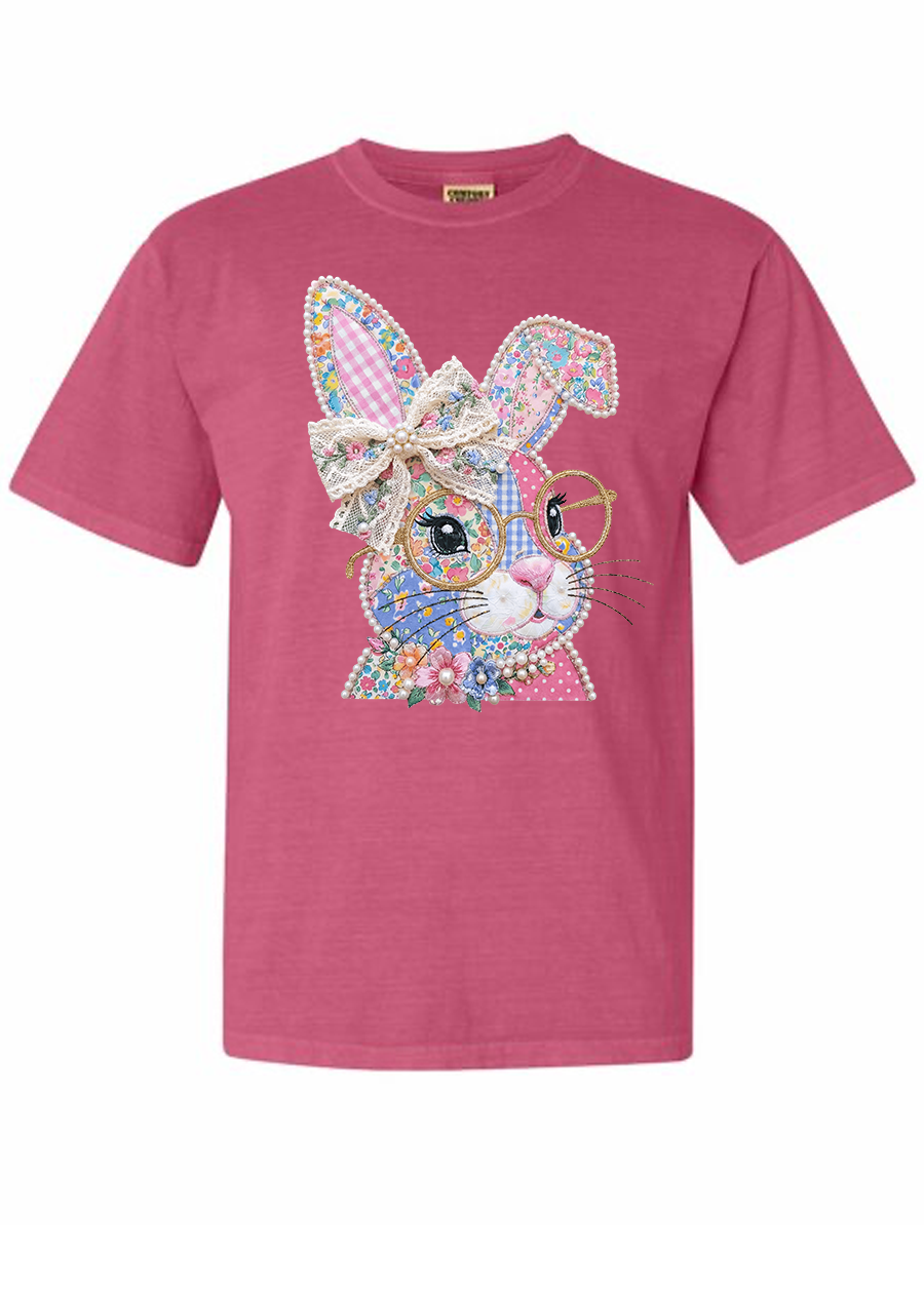 YOUTH Preppy Patchwork Bunny COMFORT COLORS Tee