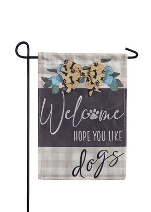 Dogs & Checks Burlap Flag
