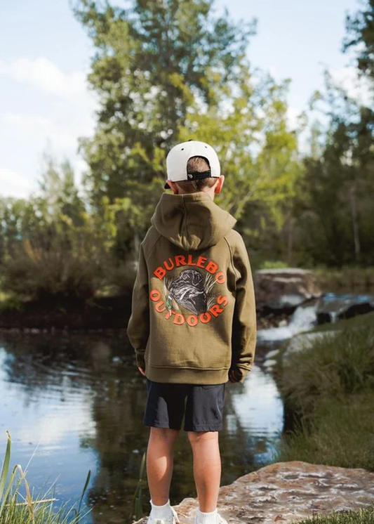 Youth Fleece Hoodie - Duck Down - Hunter Green