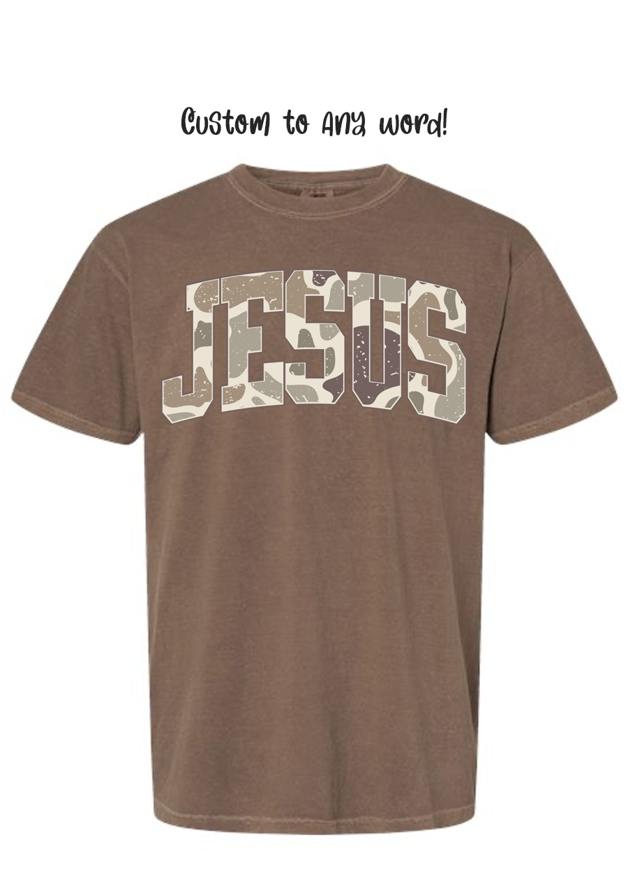 ADULT Custom Camo Word COMFORT COLORS Tee