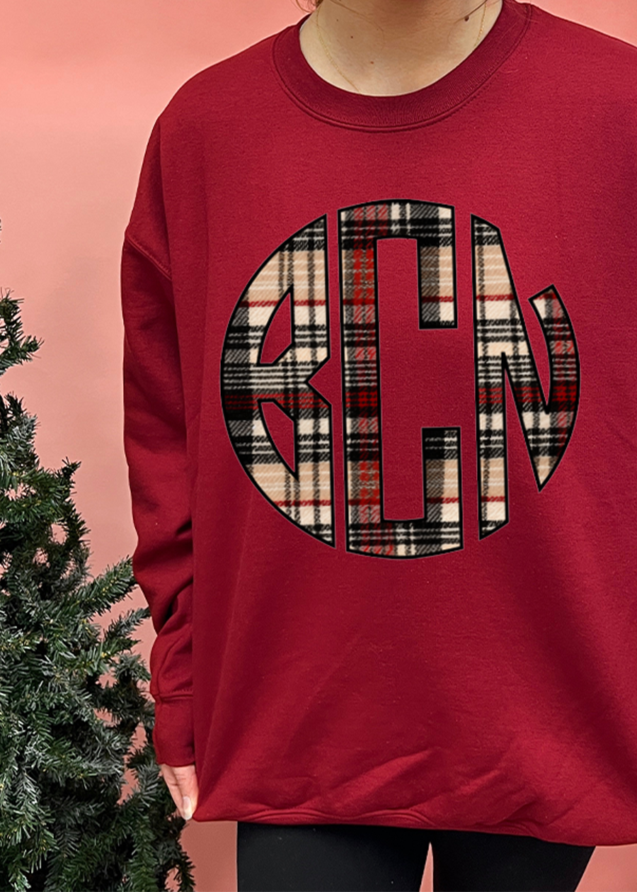 Flannel Sweater Monogram Crewneck Sweatshirt