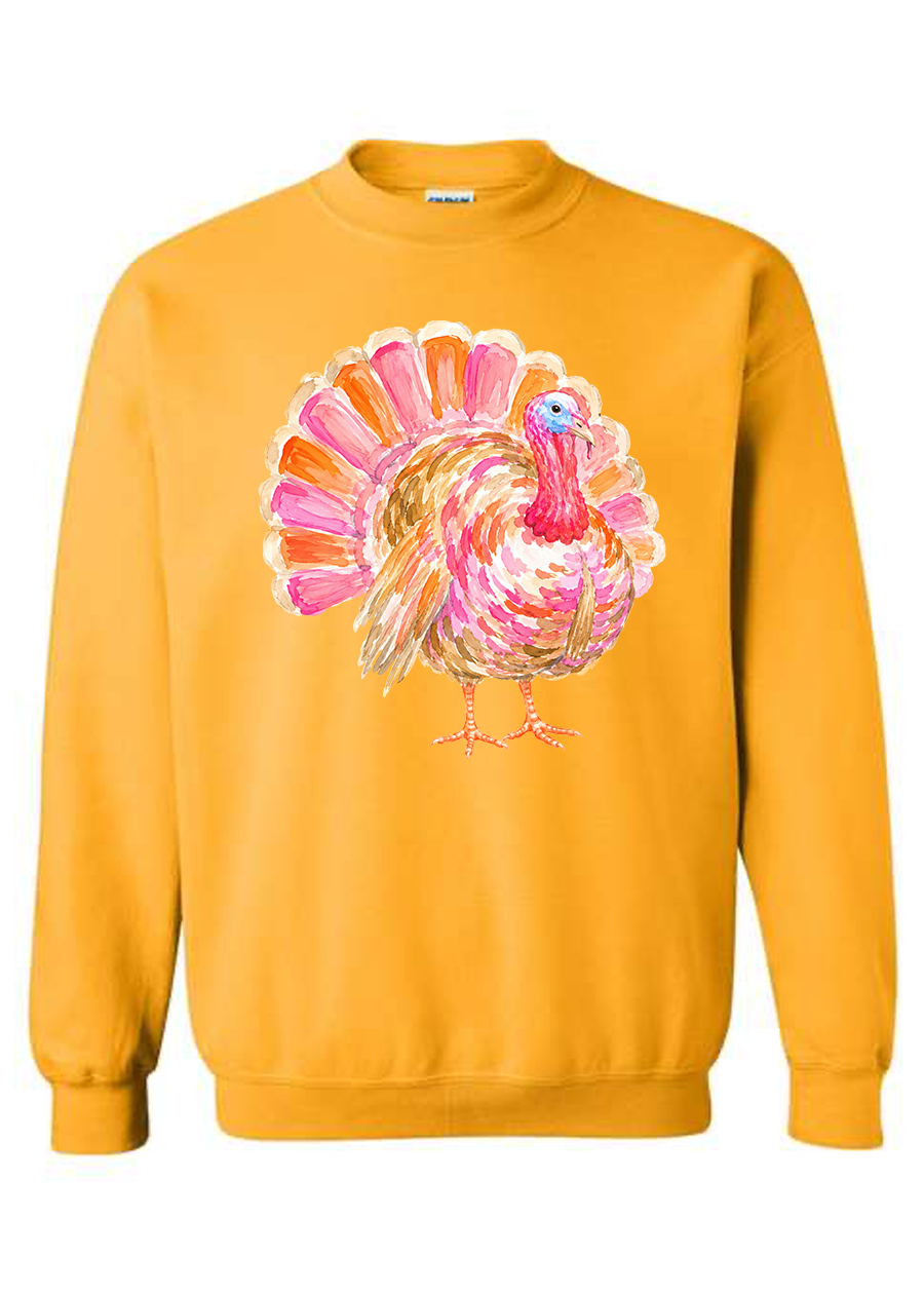 ADULT Preppy Watercolor Turkey Crewneck