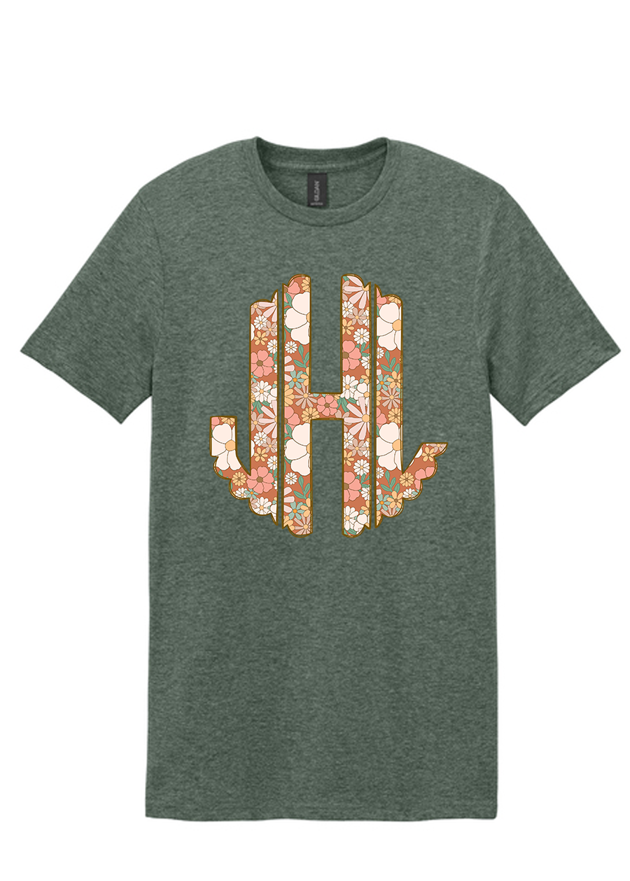 ADULT Fall Florals Monogram Tee