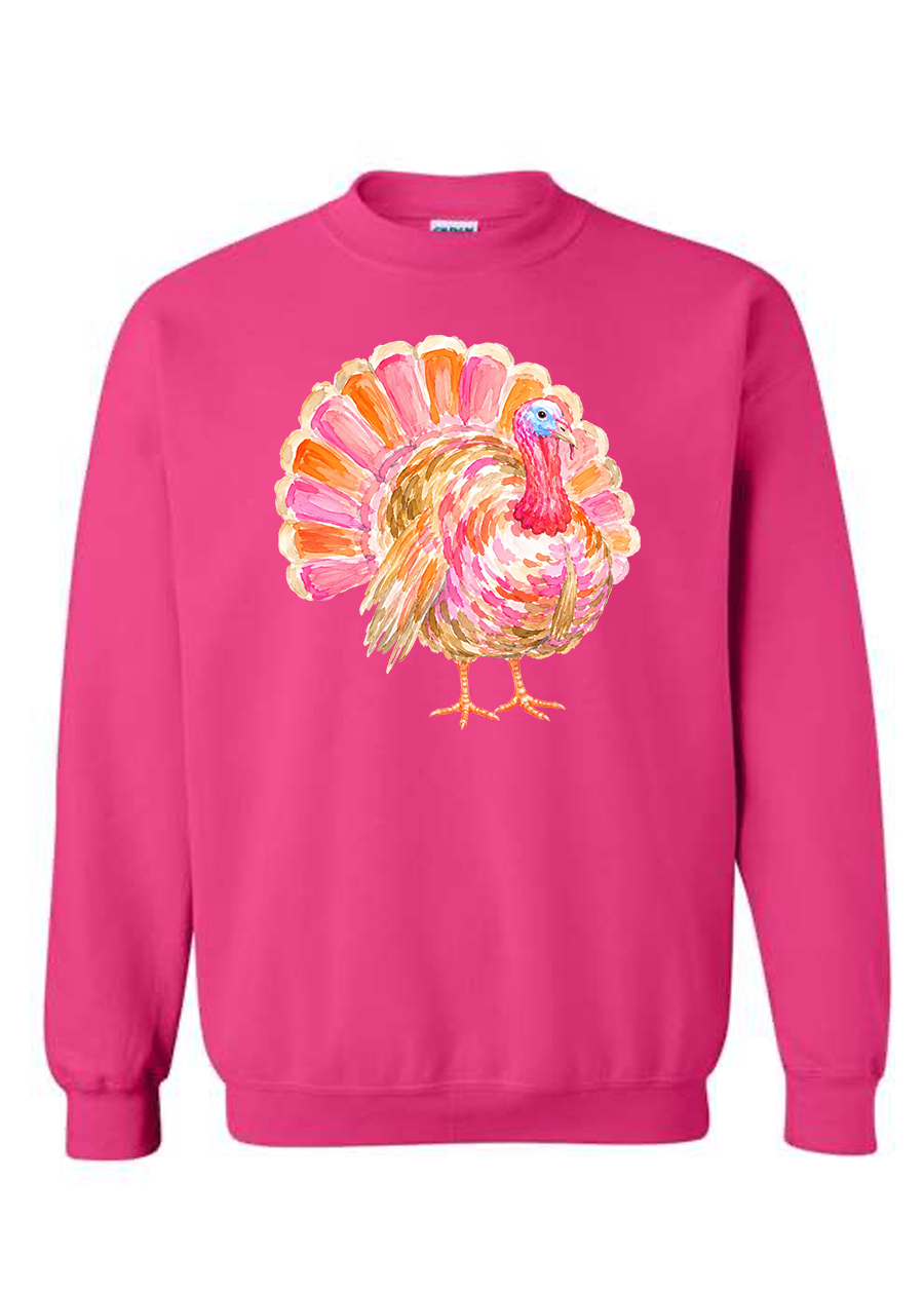 ADULT Preppy Watercolor Turkey Crewneck