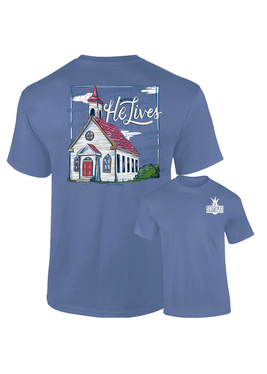 Southernology® Because He Lives Church Comfort Color T-shirt
