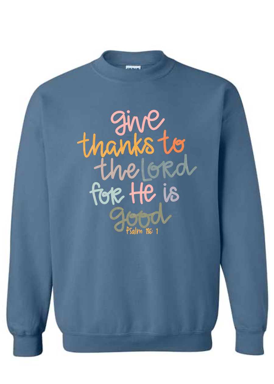 ADULT Psalm 136:1 Crewneck