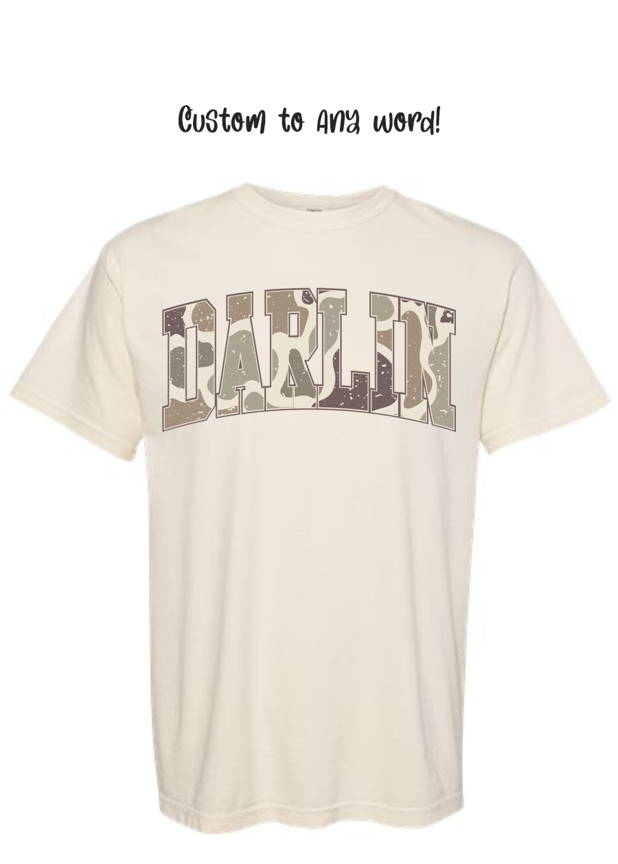 ADULT Custom Camo Word COMFORT COLORS Tee
