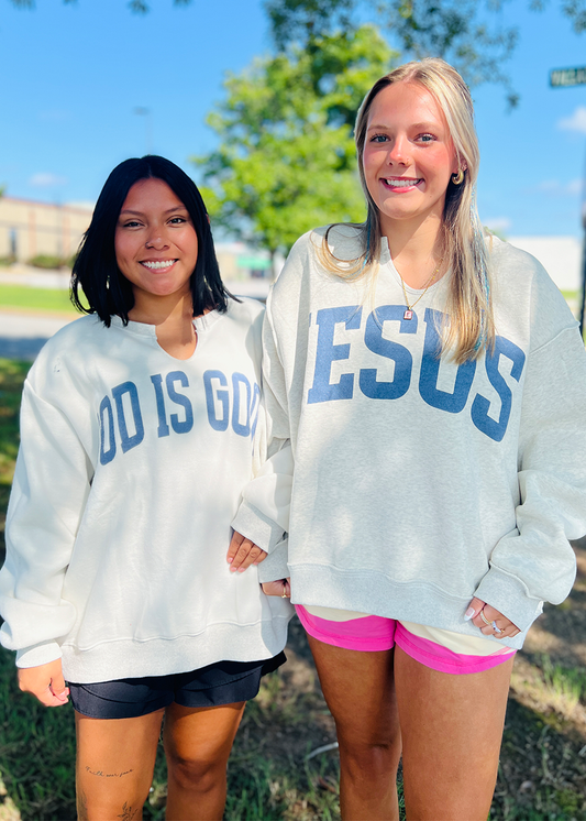 JESUS Split Neck Sweatshirt