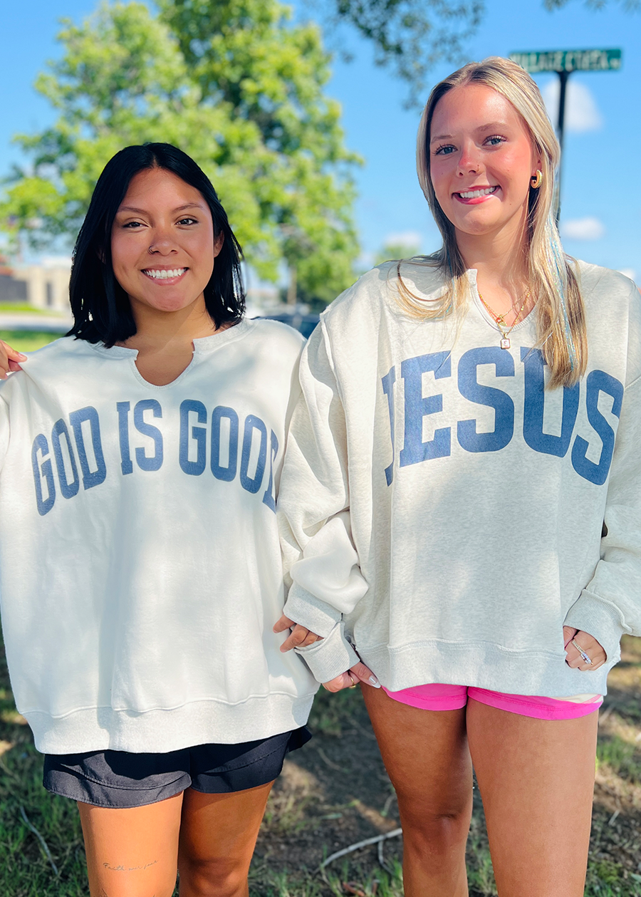 JESUS Split Neck Sweatshirt
