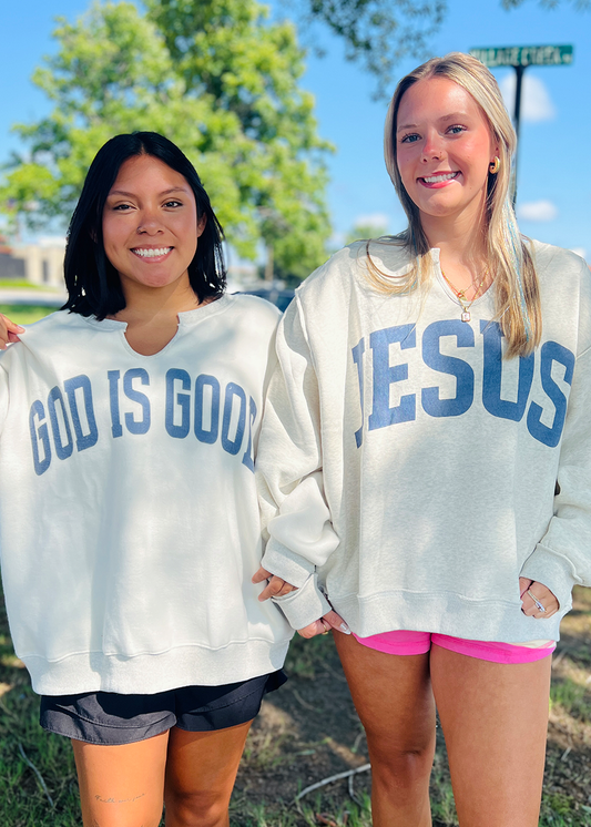 JESUS Split Neck Sweatshirt