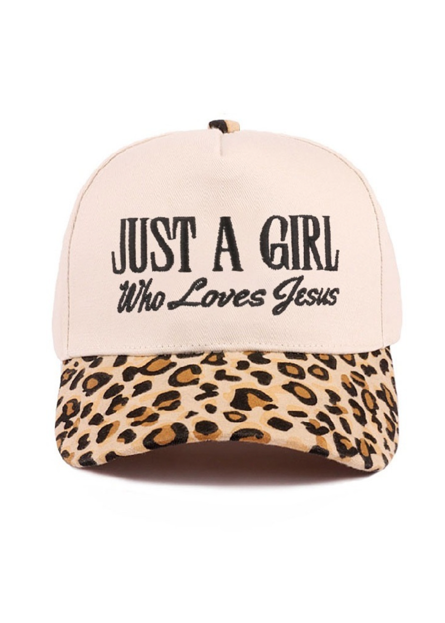 Just A Girl Who Loves Jesus EMB Trucker Hat